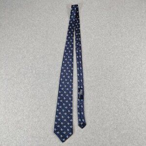 POLO Ralph Lauren Necktie Blue Diamond Pattern Handmade  Silk 60in